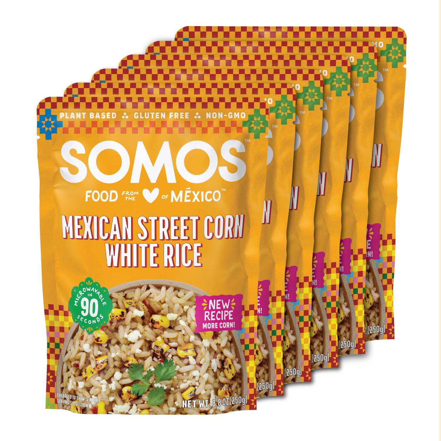 SOMOS Mexican Street Corn White Rice - Gluten Free, Non-GMO, Vegan &amp; Microwavable Meals Ready to Eat - Delicious, Healthy &amp; Convenient - Perfect for Burrito Bowls, Tostadas &amp; More | 8.8 oz (Pack of 6)
