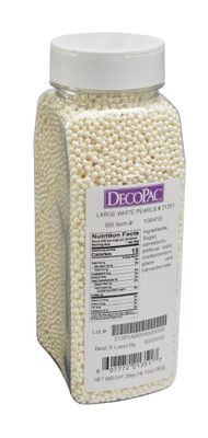 DecoPac White Pearl Grand Nonpareils, Fancy Sprinkles in Handheld Container, Edible Sprinkles For Celebration Cakes, Cupcakes, Cookies and Donuts, 30 Ounces, (21351)