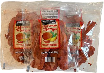 3 bags of Trader Joes Dried Fruit Chile Spiced Mango 8-oz Bags