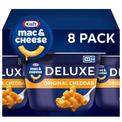 Kraft Deluxe Original Mac &amp; Cheese Macaroni and Cheese Dinner Microwavable Dinner, 8 ct Box, 2.39 oz Cups