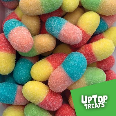 UpTop Treats Freeze Dried Candy, Star Worms, Crunchy Sour Gummy Worms for ASMR, Tart Neon Sour Candy Mini Gummies, Snacks for Kids &amp; Adults, Made in the USA, Small Bag for On The Go, 2.5 oz