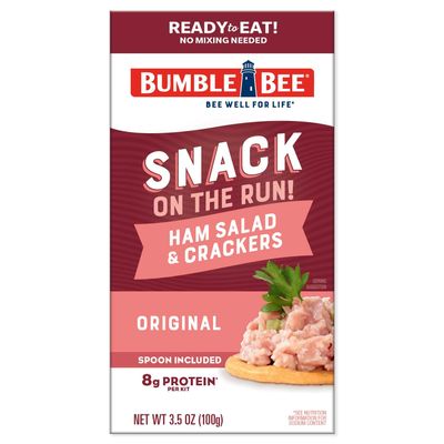 Bumble Bee Snack On The Run Ham Salad with Crackers Kit, 3.5 oz (Pack of 12) - Ready to Eat, Spoon Included - Shelf Stable &amp; Convenient Protein Snack