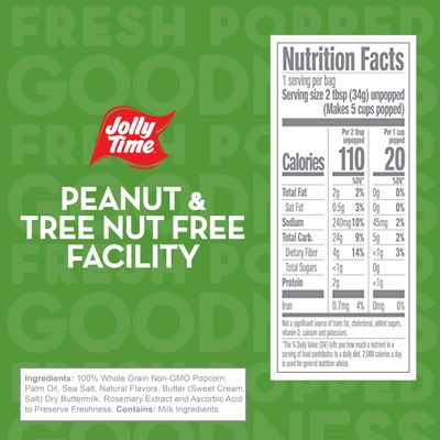 Jolly Time Healthy Pop Microwave Popcorn, 1.2oz Personal Bag, 10 Bags Per Carton (Healthy Pop 100's - Butter &amp; Sea Salt,1.2 Ounce (Pack of 10))