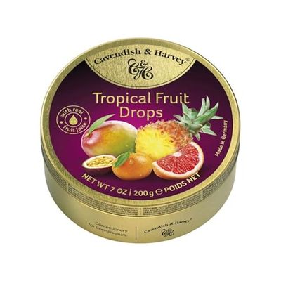 Cavendish &amp; Harvey | Tropical Fruit Hard Candy Drops | 7 Ounce Tin