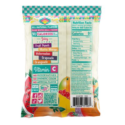 Arizona Fruit Snacks, Gluten Free Mixed Fruit Gummy Chews, 5 Ounce Individual Single Serve Bags (Pack of 12)
