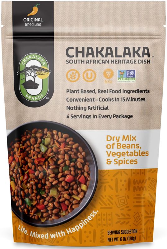 Chakalaka Vegetarian Dried Bean Mix - South African Side Dish with Beans, Vegetables, &amp; Spices - Bold, Strong Flavor, Medium Heat, Original (1 Pk) 6 oz