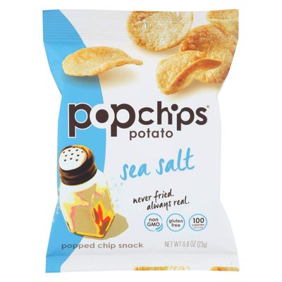 Popchips Potato Chips, Sea Salt Flavor, Snack Size Bags, 0.8oz (Pack of 24)