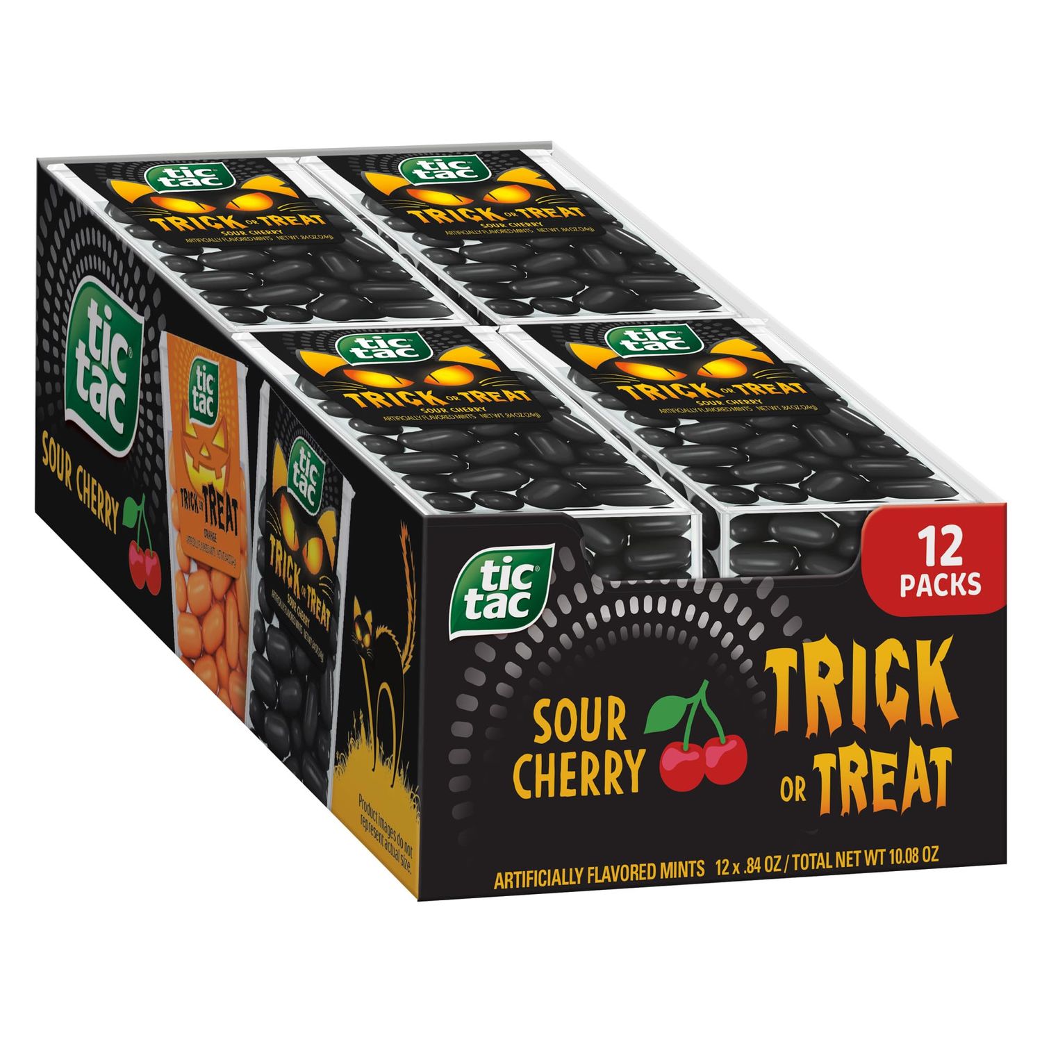 Tic Tac, Trick or Treat Sour Cherry Mints, Bulk 12 Pack, Party Favors, Great for Halloween, .84 oz Each