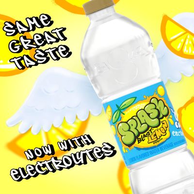 Splash Refresher, Lemon Flavor Water Beverage, 16.9 Fl Oz Plastic Bottles (24 Count)