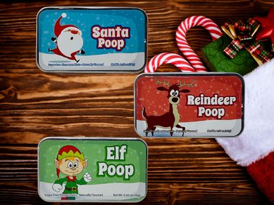 Christmas Poop Mints - Christmas Novelty Candy Mint Tins Gag Gifts (Set Of 3) Funny Christmas Stocking Stuffers Idea For Adults, Teens, Kids