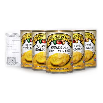 Margaret Holmes Squash with Vidalia Onions, 14.5 oz Can, (Pack of 6) Bundled with a JFS Recipe Card