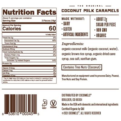 Cocomels Sea Salt Coconut Milk Caramels, 3.5 oz, 3 Pack, Dairy Free, Vegan, Organic