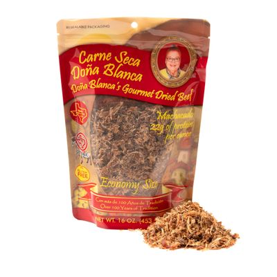 Carne Seca Doa Blanca 16 oz.- Carne Seca - Machacado - Machaca -Shredded Beef Jerky - Beef jerky chew - Kosher Sea Salt Low Sodium, Gluten Free, High Protein, No Carbs, Sugar free, Keto