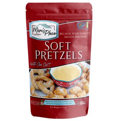 Mom&#39;s Place Gluten Free Soft Pretzels with Sea Salt Mix, Soft Pretzel Making Kit, 1-Pack, Easy to Make, 24 Servings, Non GMO Delicious and Healthy Gluten Free Desserts