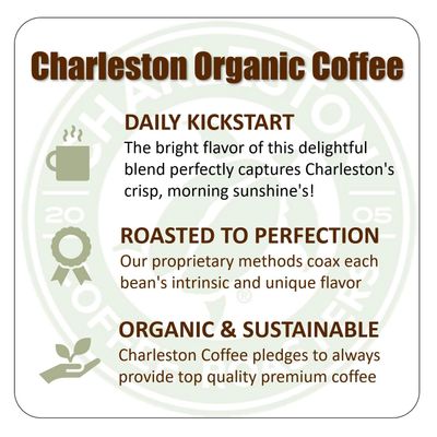 Charleston Coffee Roasters | Specialty Organic Ground Coffee | Hand Picked, Premium Slow Roast (Charleston Organic, Medium Roast) 28oz