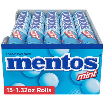 Mentos The Chewy Mint Candy - Mint Flavor 1.32oz Rolls - 15 Rolls