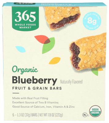 365 by Whole Foods Market, Organic Blueberry Cereal Bar 6 Count, 7.8 Ounce
