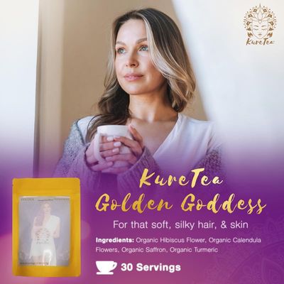 Hibiscus Tea Loose Leaf - Fresh, Organic, & No Caffeine Ayurveda Chakra Teas - Calming Tea for Better Skin & Hair Texture, & Improved Well-Being - Ideal Holistic Gifts for Women & Men by KureTea, 2 oz