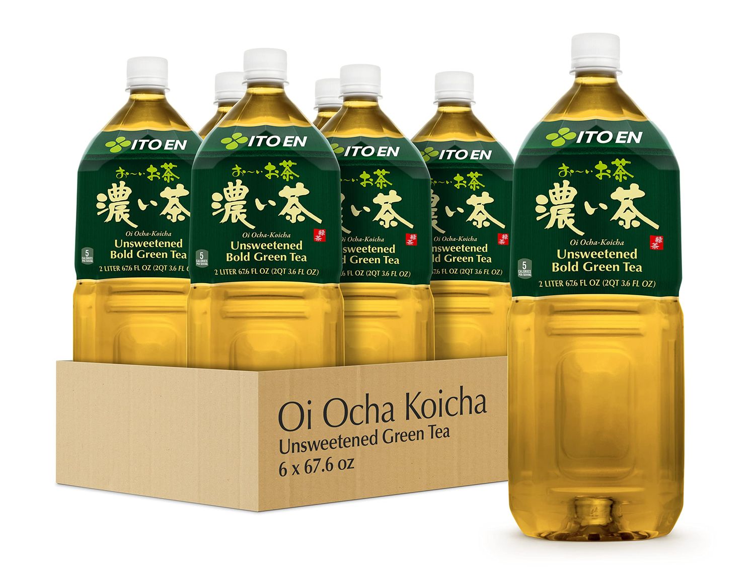 ITO EN Oi Ocha Unsweetened Bold Green Tea 2 Liter Bottle (Pack of 6) Unsweetened Zero Calories