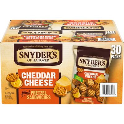 Snyder&#39;s of Hanover Pretzel Sandwiches, Cheddar Cheese, Snack Packs, 30 Ct