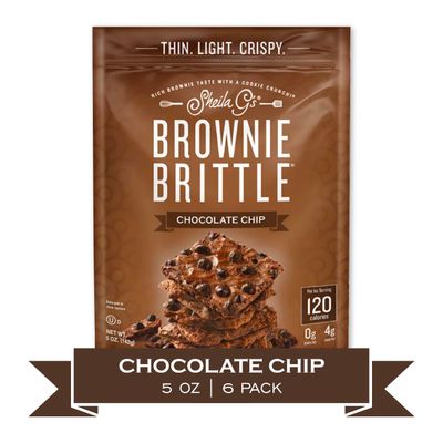 Sheila G's Brownie Brittle - Original Chocolate Chip Thin and Crispy Sweet Snacks (Pack of 6, 5 oz), Rich Gourmet Brownie Bites Dessert