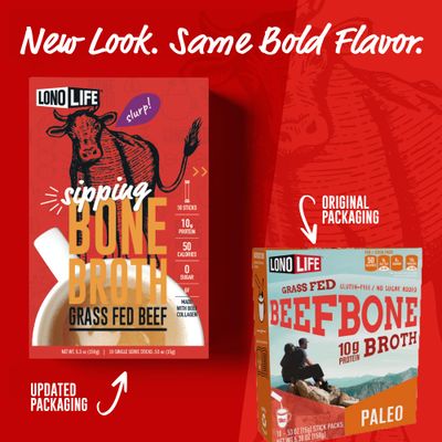 LonoLife Beef Bone Broth Powder Mix | Grass-Fed, 10g Protein | Collagen-Rich, Keto & Paleo Friendly | Natural Ingredients | 10 Portable Stick Pack Servings