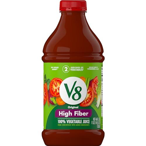 V8 High Fiber 100% Vegetable Juice, 46 fl oz Bottle