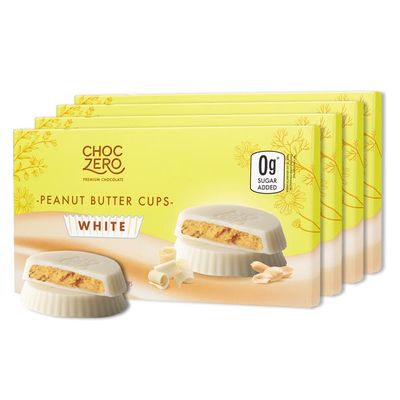 ChocZero White Chocolate Peanut Butter Cups, No Added Sugar, Gluten Free, Low Carb Candy, 4 Ounce (Pack of 4), 32 Cups Total