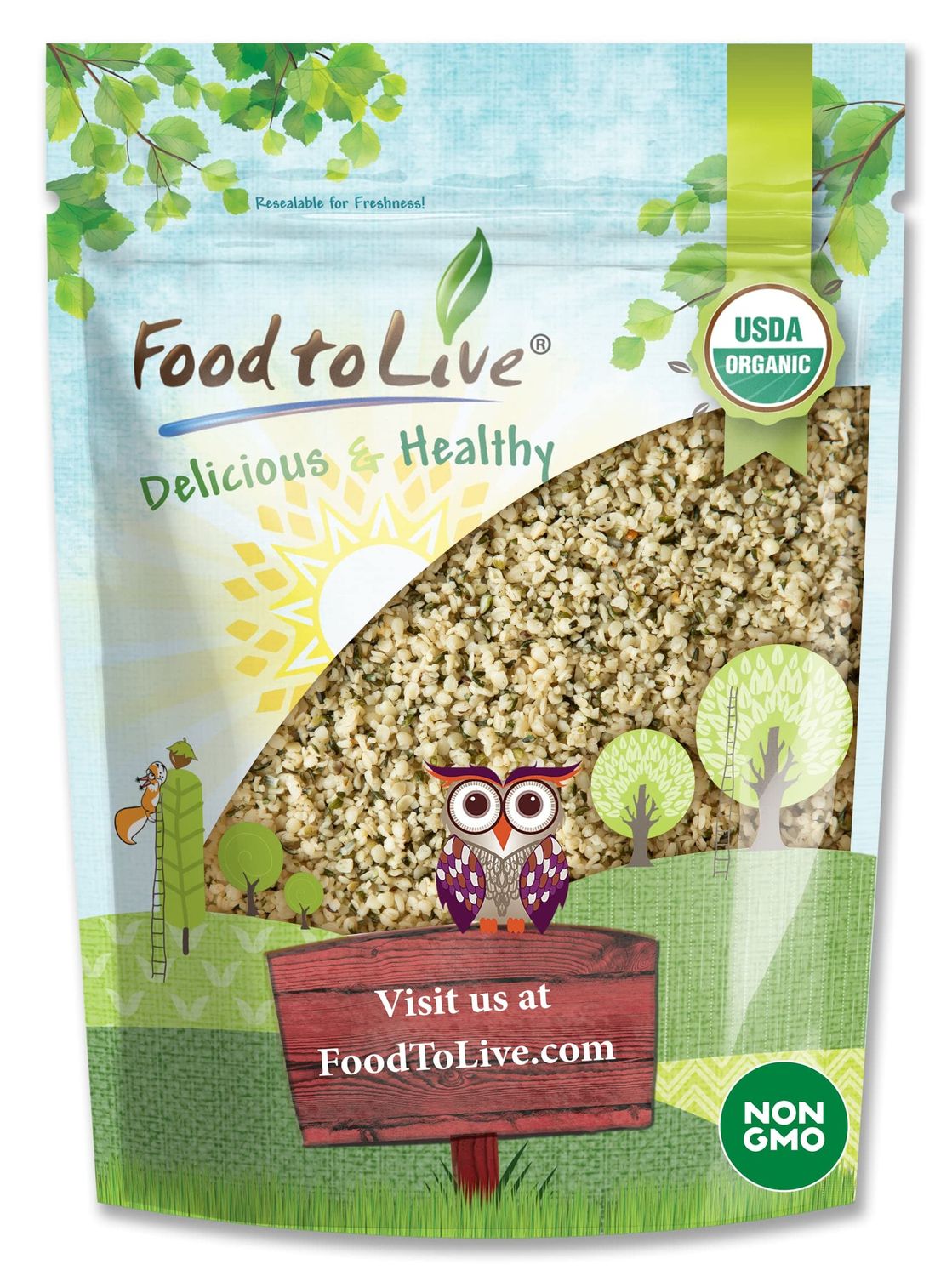 Food to Live - Organic Hemp Hearts, 8 Ounces Non-GMO Raw Hearts, Hulled, Shelled, Kosher, Vegan, Keto-Friendly. Good Source of Protein &amp; Fiber. Great for Smoothies, Oatmeal, and Salads.