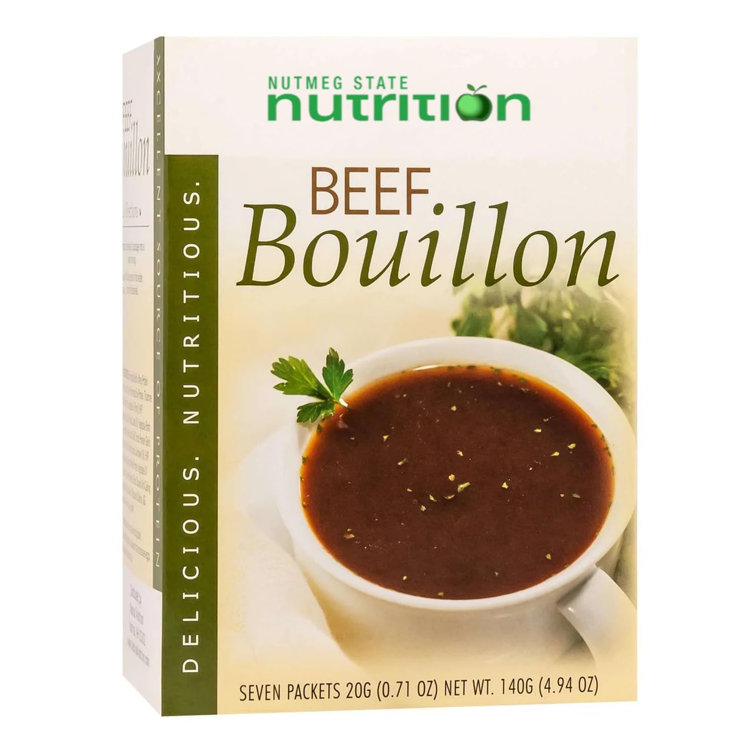 Nutmeg State Nutrition HealthyWise - High Protein Soup, 15g Protein, Low Calorie, Low Fat, Low Carb, Ideal Protein Compatible, 7 Servings Per Box (Beef Bouillon)