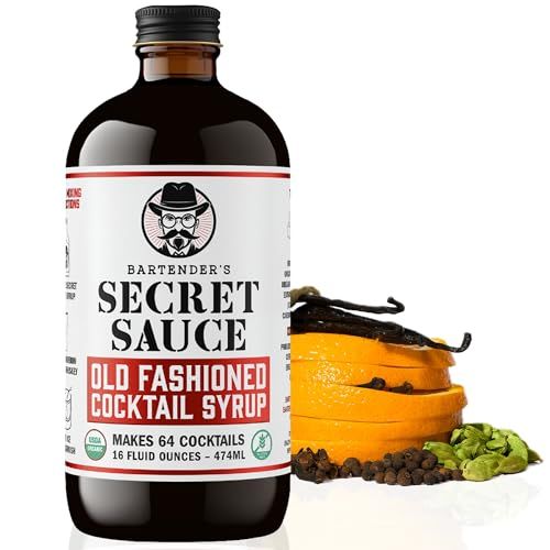 Bartenders Secret Sauce Old Fashioned Mix  Makes 64 Cocktails  Handcrafted Old Fashioned Syrup with Bitters Orange Cherry Organic Cane Sugar  More Complex than Bitters and Simple Syrup  16Ounce 1 Pack