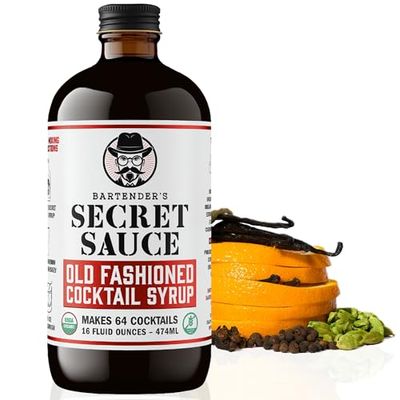 Bartenders Secret Sauce Old Fashioned Mix  Makes 64 Cocktails  Handcrafted Old Fashioned Syrup with Bitters Orange Cherry Organic Cane Sugar  More Complex than Bitters and Simple Syrup  16Ounce 1 Pack