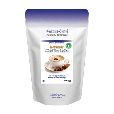 Gramzero Premium Chai Latte Powder Mix | Best Chai Drink Mix | No Sugar Added | Kosher | Stevia Sweetened | 20 Single Serve Packets | Each Packet Makes 8fl Oz Rich and Delicious Instant Chai Tea Latte