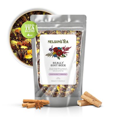 Nelson&#39;s Tea Really Root Beer - Sarsaparilla Root Herbal Loose Leaf Tea; Blend of Flavors like Sarsaparilla Root, Burdock Root, and More! - 4 oz