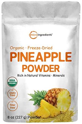 Organic Pineapple Powder, 8oz | 100% Natural Fruit Powder | Freeze-Dried Pineapples Source | No Sugar &amp; Additives | Great Flavor for Drinks, Smoothie, &amp; Beverages | Non-GMO &amp; Vegan Friendly