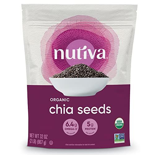 Nutiva Organic Premium Raw Black Chia Seeds, 32 Oz, USDA Organic, Non-GMO, Whole 30 Approved, Vegan, Gluten-Free &amp; Keto, Nutrient-Dense Seeds with 3g Protein &amp; 5g Fiber for Salads, Yogurt &amp; Smoothies