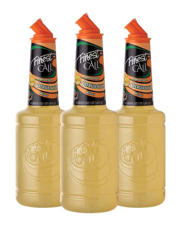 Finest Call Premium Juice Citrus Sour Drink Mix, Ready To Use, 1 Liter Bottle (33.8 Fl Oz), Pack of 3