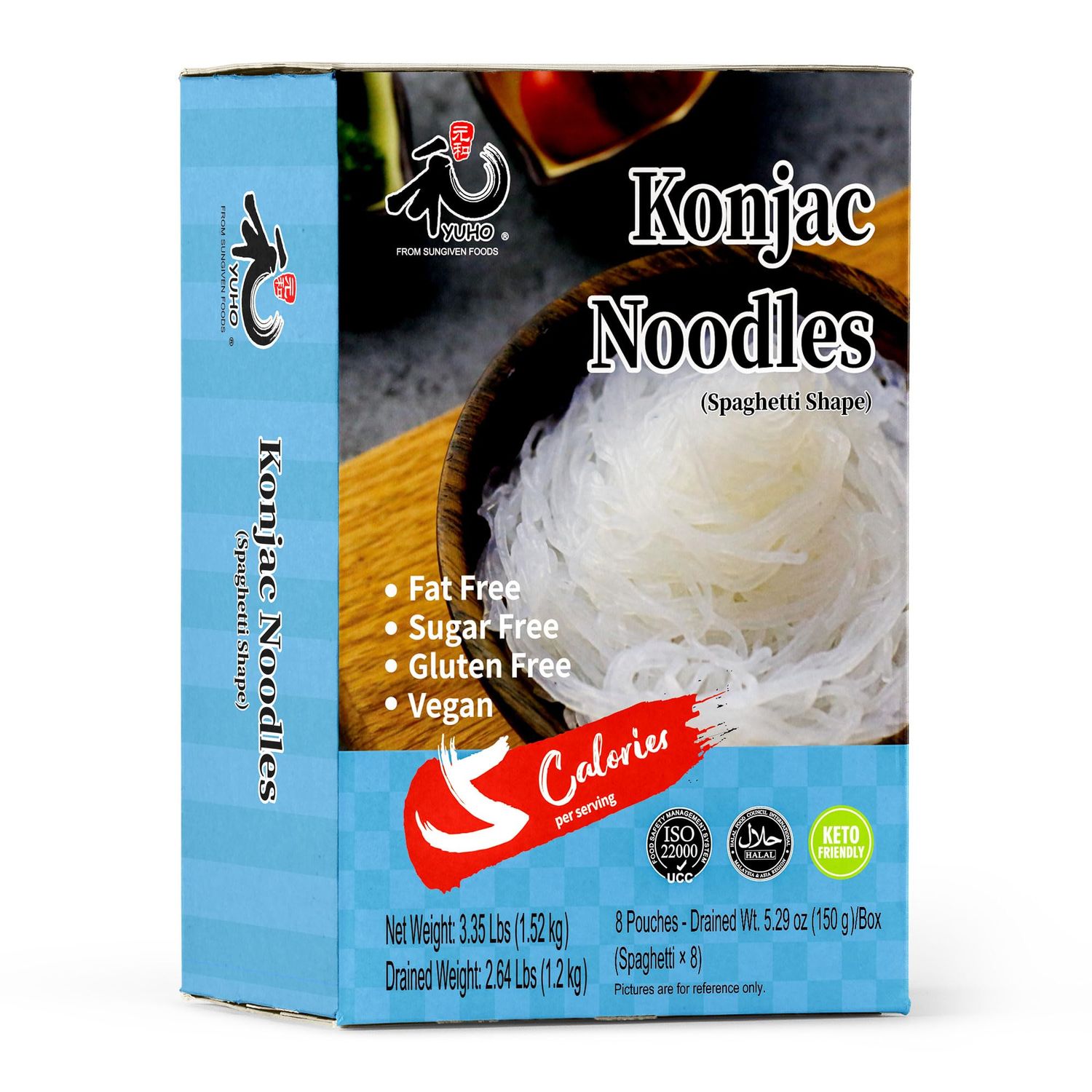 YUHO Shirataki Konjac 8 Pack Inside, Vegan, Gluten Free, Fat-Free, Keto Friendly, Low Carbs 53.61 Oz (1520 g)