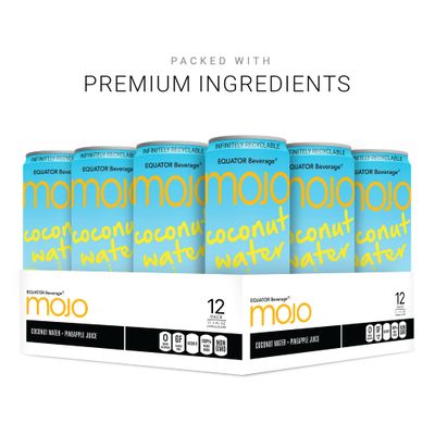 MOJO Coconut Water + Pineapple Juice | Hydration Drink &amp; Sports Drink | Electrolytes Beverage 1043 mg | Vitamin B &amp; C | Hydration Drink for Skin &amp; Body | 11.1 Oz (Pack Of 12)