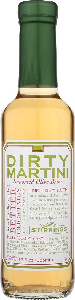Stirrings All Natural Dirty Martini Cocktail Mixer - 12 ounce bottle | Pack of (3)