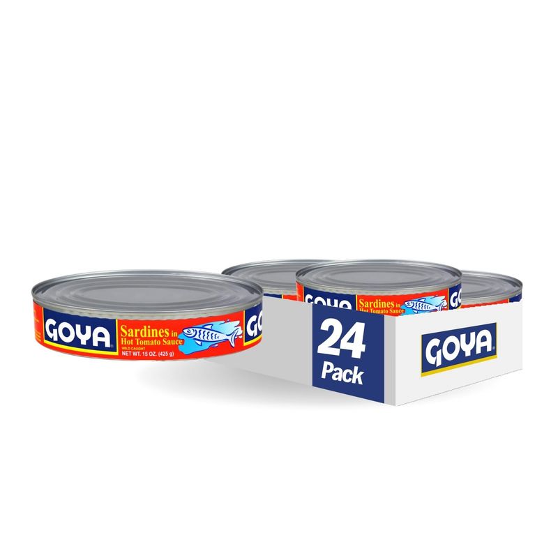 Goya Foods Sardines in Hot Tomato Sauce, 15 Ounce (Pack of 24)