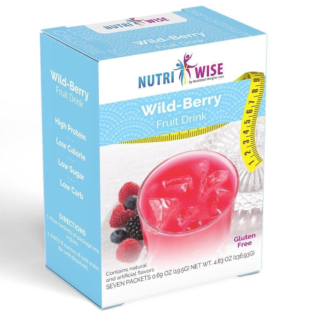 NutriWise Fruit Drink | Weight Loss Formula | Wild Berry | 15g Protein, KETO-Friendly, Gluten Free, 70 Calorie, 1g Sugar, 1g Carb (7ct)