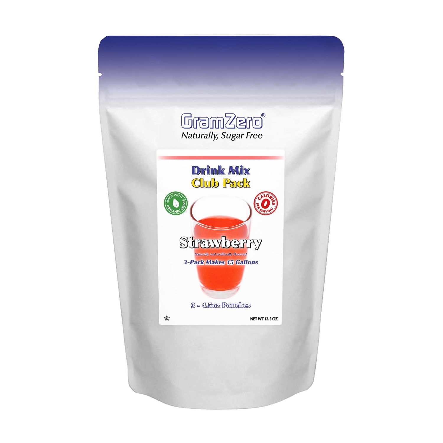 GramZero Strawberry Zero Calorie Sugar Free Drink Mix, Great For Nutrition Club Loaded Teas, Stevia Sweetened