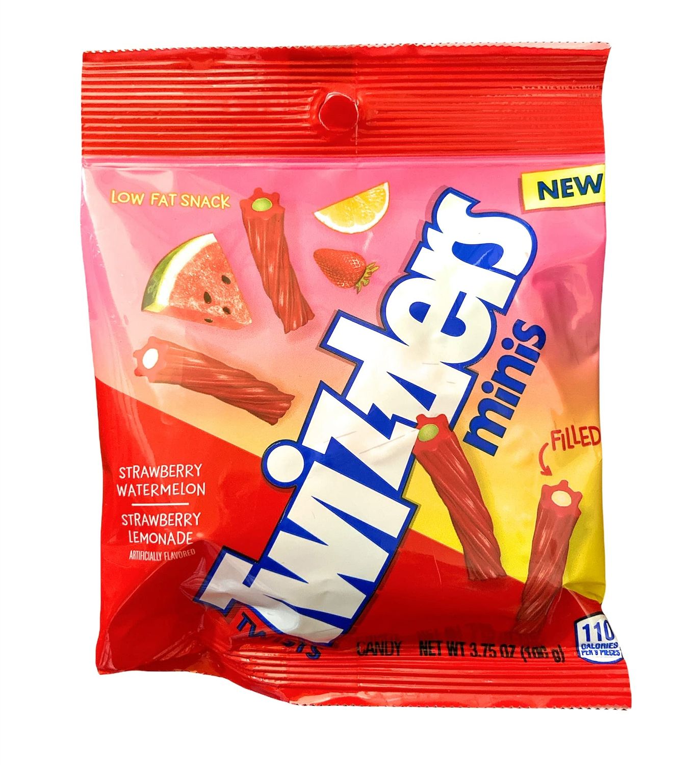 Twizzlers (1) Bag Twists Minis Filled - Strawberry Watermelon &amp; Strawberry Lemonade Flavored Candy - Low Fat Snack 3.75 oz