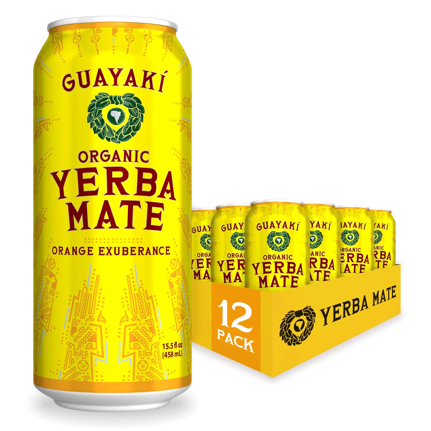 Guayak Yerba Mate, Organic Energy Drink Alternative, Awakening Orange, 150mg Natural Plant Based Caffeine, Better for You Energy, No Jitters or Crash, 15.5 Oz (Pack of 12) (Packaging May Vary)