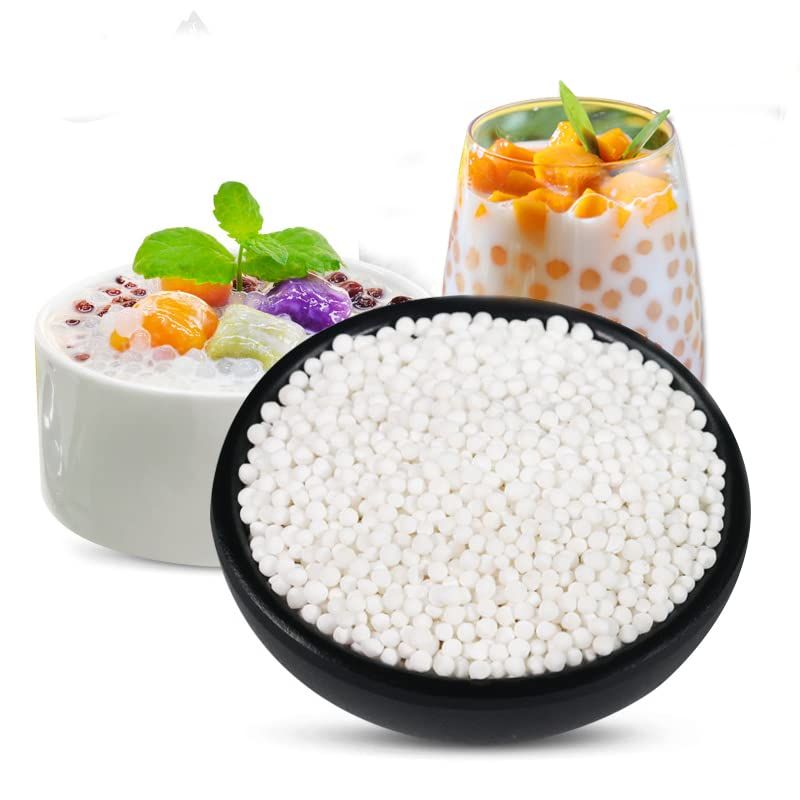 Small sago, coconut milk, sago dew, sago grains, raw mango fruit, ingredients, milk tea dessert ingredients14.1oz