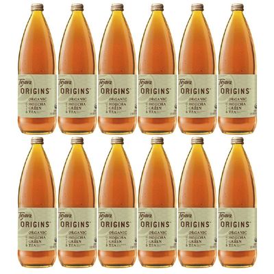 Tejava Origins Hojicha Green Iced Tea, 12 Pack, 1 Liter Glass Bottles, Unsweetened, USDA Organic, Non-GMO, Kosher, No Sugar or Sweeteners, Brewed in Small Batches