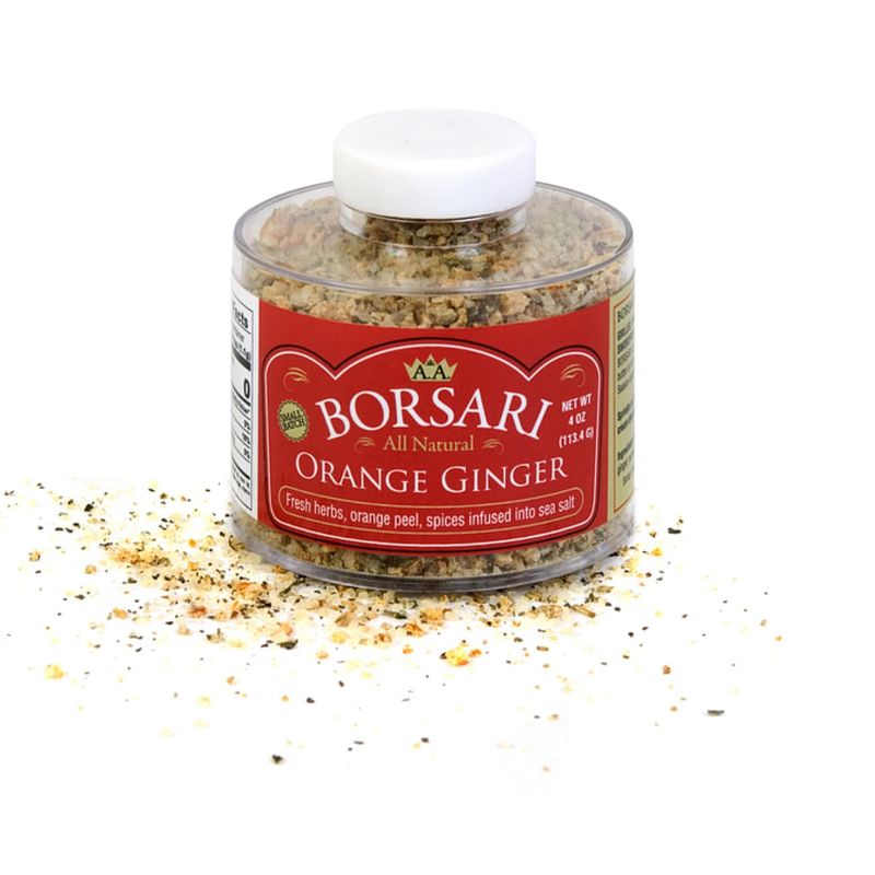 Borsari Orange Ginger Seasoned Salt - Gourmet Salt For Cooking With Orange Ginger and Herbs - Gluten Free All Natural and Keto Friendly Multi-Purpose Seasoning - 4 oz Shaker Bottle