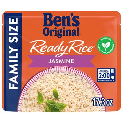 BEN&#39;S ORIGINAL Ready Rice Jasmine Family Size Rice, Easy Dinner Side, 17.3 OZ Pouch (Pack of 6)