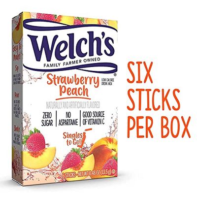 Welch&#39;s Strawberry Peach SINGLES TO GO! Drink Mix Pack of 4